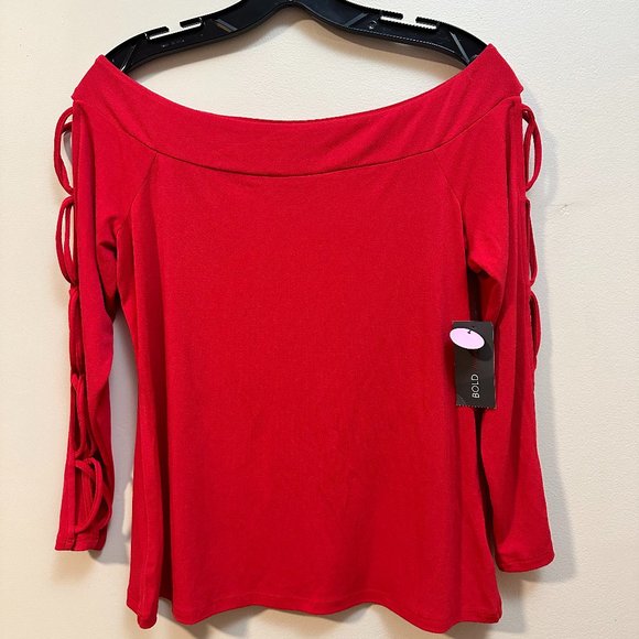 NWT Red Off-the-shoulder Top Size L - Picture 1 of 5